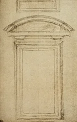 Architectonic study for a window (drawing by Michelangelo)